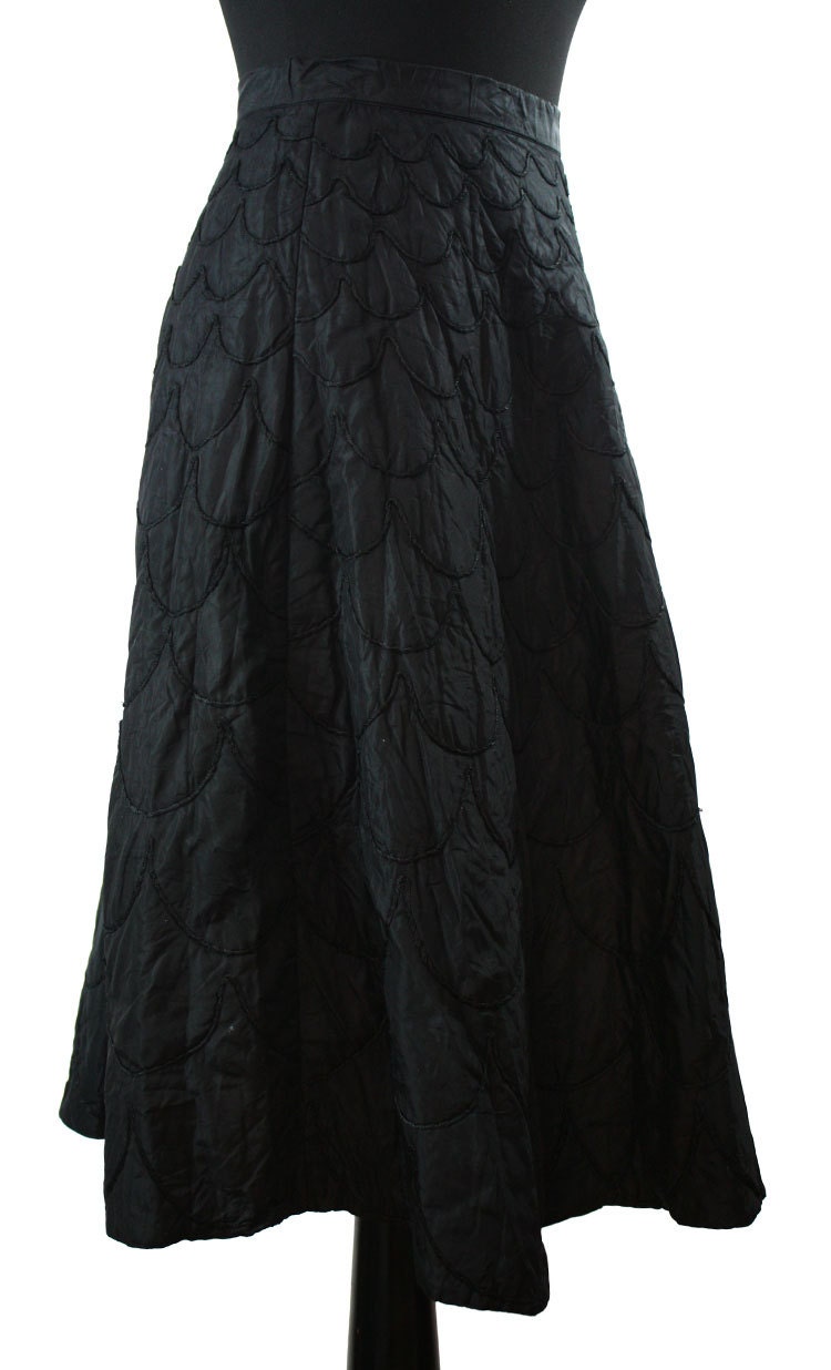 1950s Pierre Elegante Full Black Quilted Skirt | Etsy