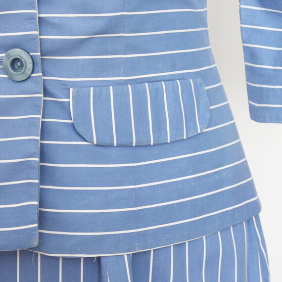 1950s Blue Striped Dress And Jacket Suit - image 7