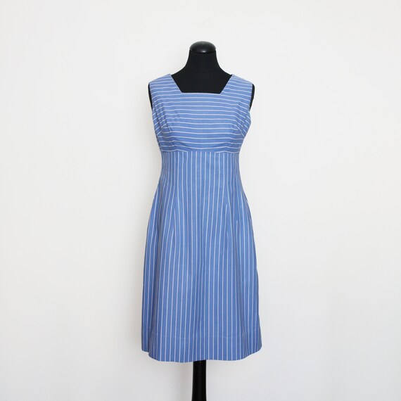 1950s Blue Striped Dress And Jacket Suit - image 5