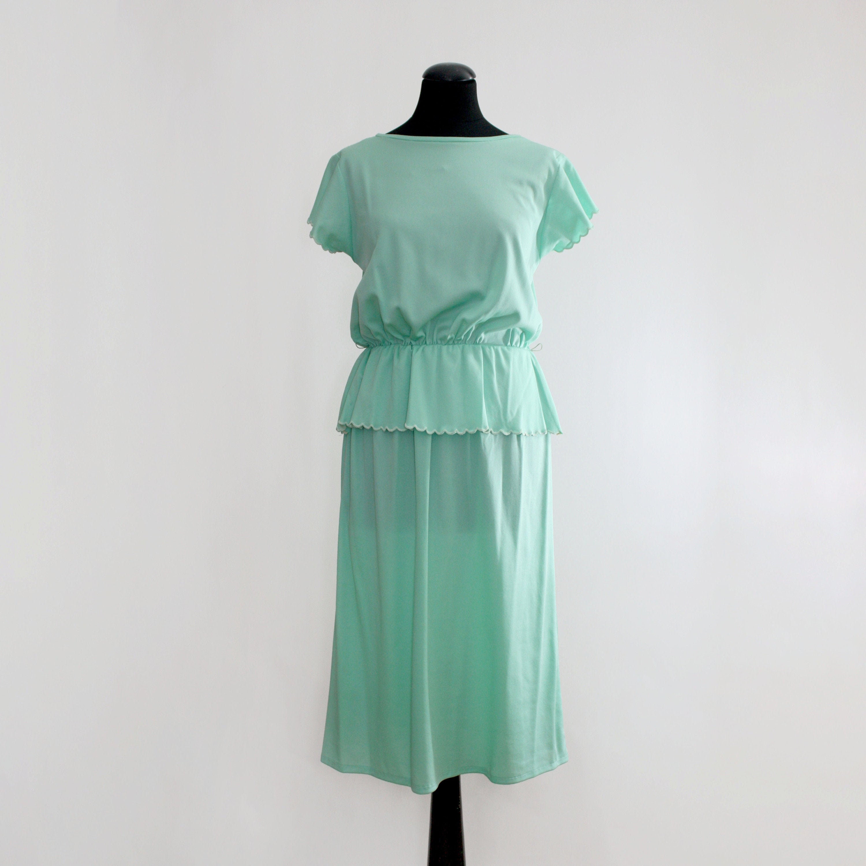 Green Peplum Dress - Etsy UK