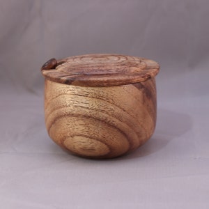 Handcrafted Mimosa Wood Salt Cellar Set with Black Walnut Scoop