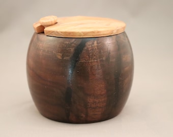 Wood Salt Cellar Set/Salt Box Set/Lidded Bowl