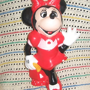 Minnie Mouse 1980s Collectible Ceramic Figurine Hand Painted - SALE 10%  OFF!