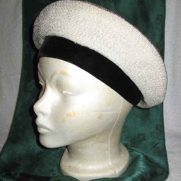 Spring Straw Pancake/Tam Vintage Hat circa 1950's-60's -FREE Shipping!