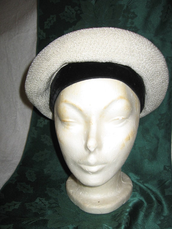 Hat Cute Straw Pancake/Tam Vintage circa 1950's-6… - image 5