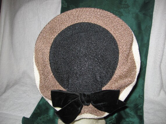 Spring Straw Pancake/Tam True Vintage Hat circa 1950 display picture 2