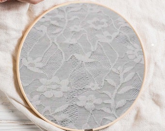 Off White Floral Pattern Stretch Lace Fabric