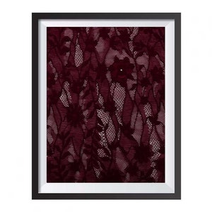 Burgundy Floral Pattern on Scallop Lace Fabric by the Yard - Style 726