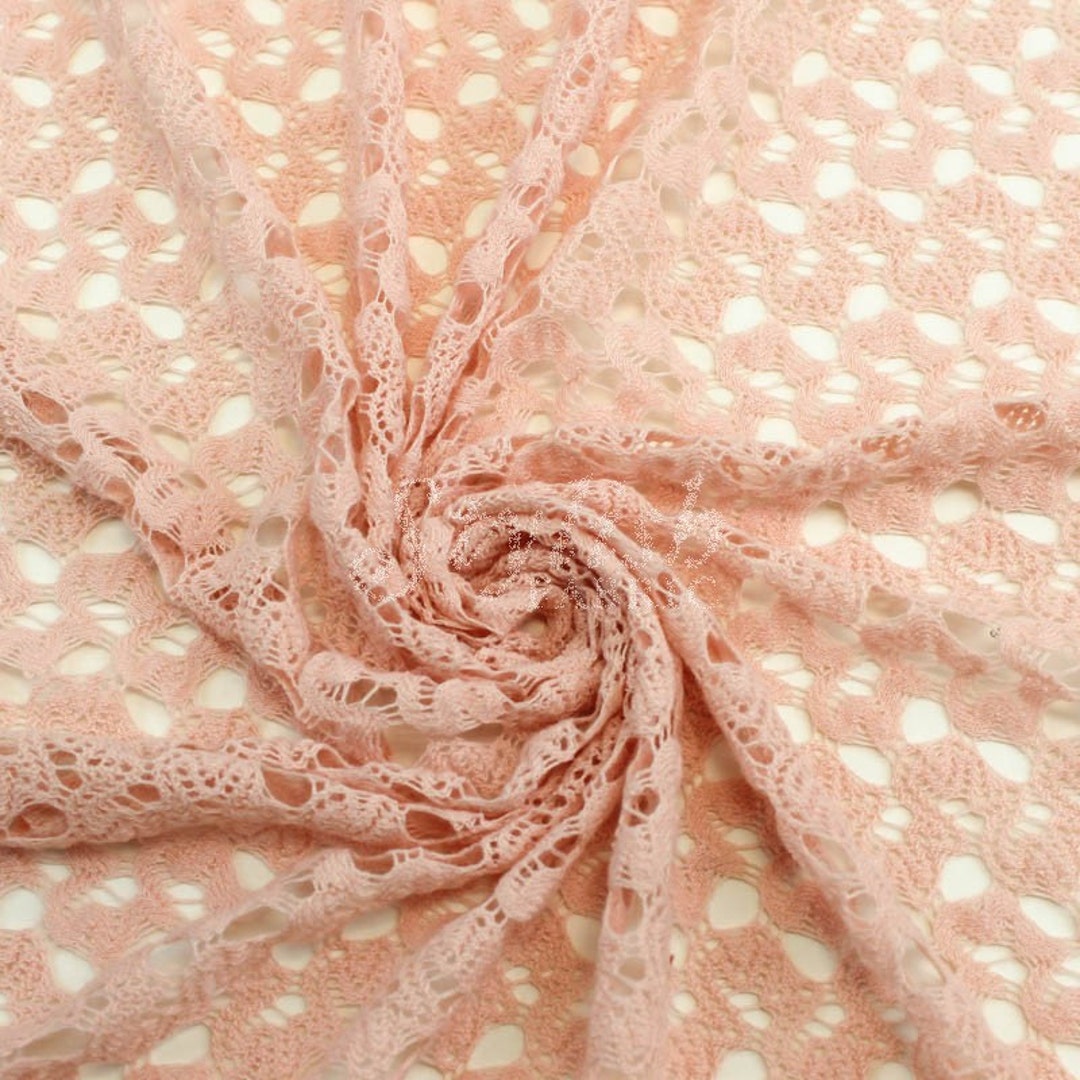 Dusty Pink Open Knit Lace Fabric by the Yard Bette Pattern Etsy