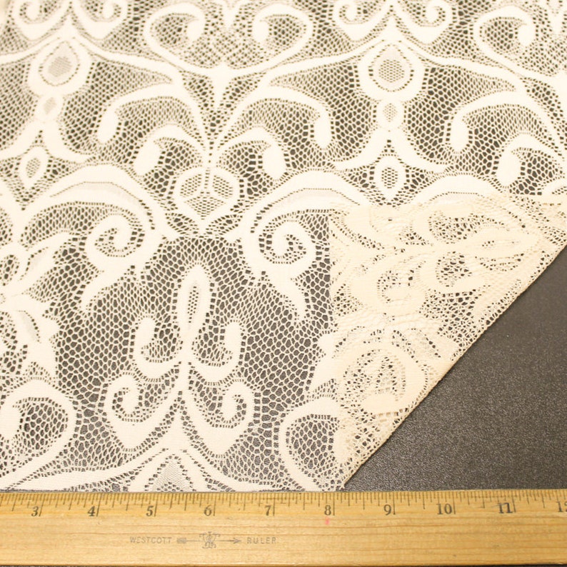 Victorian Ornament Natural Stretch Lace Fabric by the Yard | Etsy