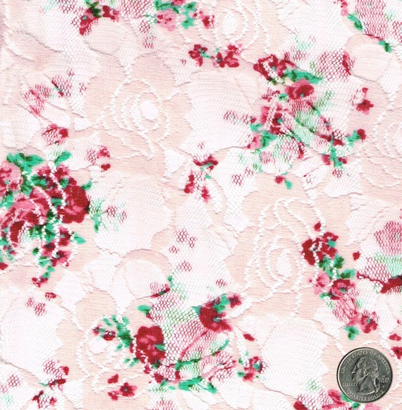 Sweet Pea Print Pink Lace Fabric by the Yard Table Runner Etsy