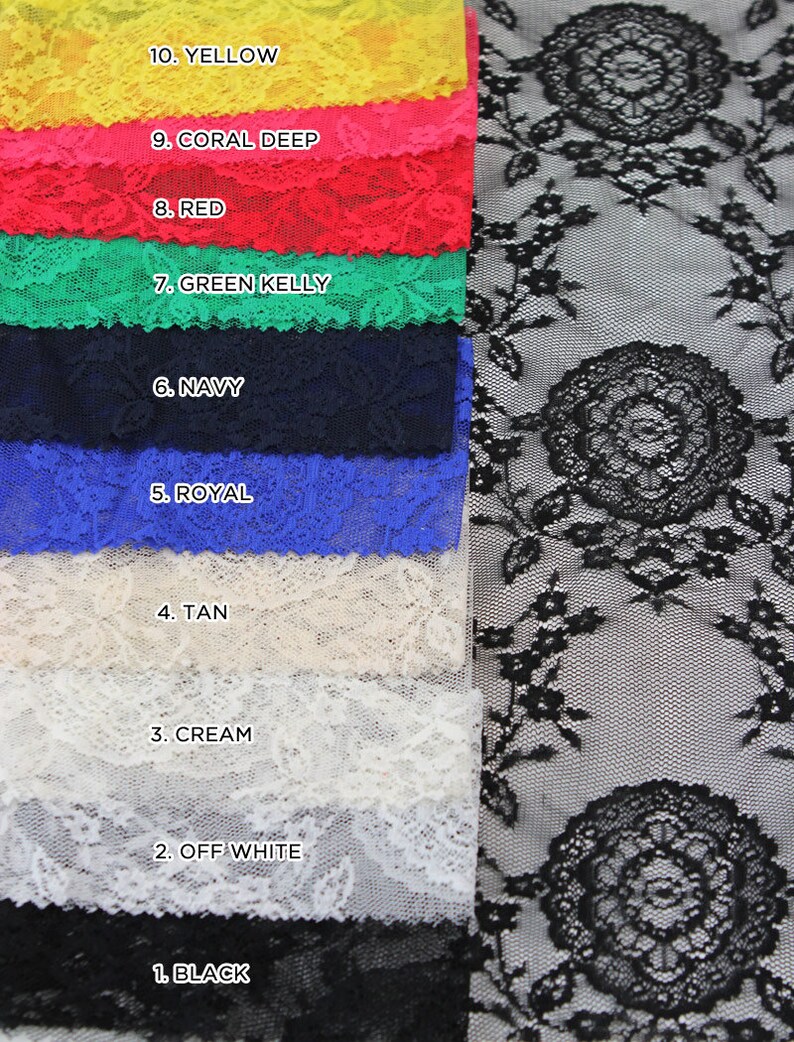 Oasis Floral Vintage Lace Fabric Navy by the Yard Wedding Etsy