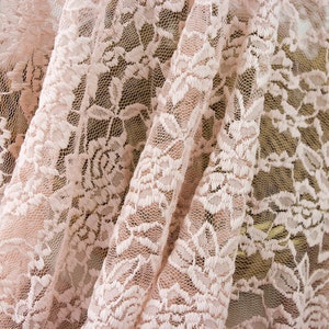 Blush Scalloped Lace Fabric by the Yard Wedding Bridal Craft Lace Material Cotton Blush Lace Fabrics - 1 Yard Style 312