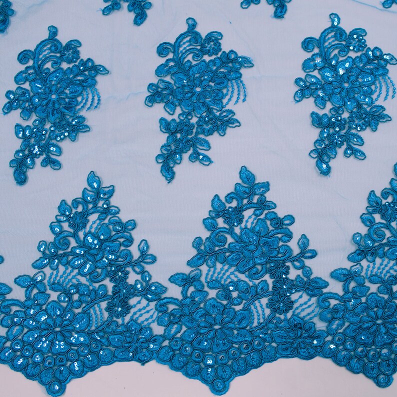 Teal 51'' Adrianna Embroidered Flower With Sequins Etsy