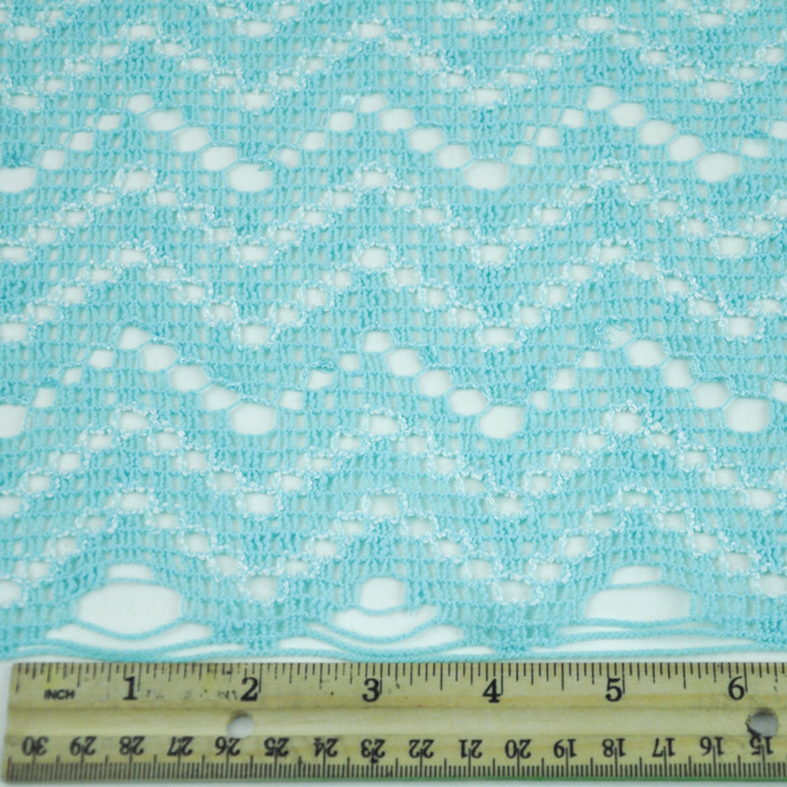Aqua Blue Open Knit Lace Fabric Elegant Crocheted Lace Fabric Etsy