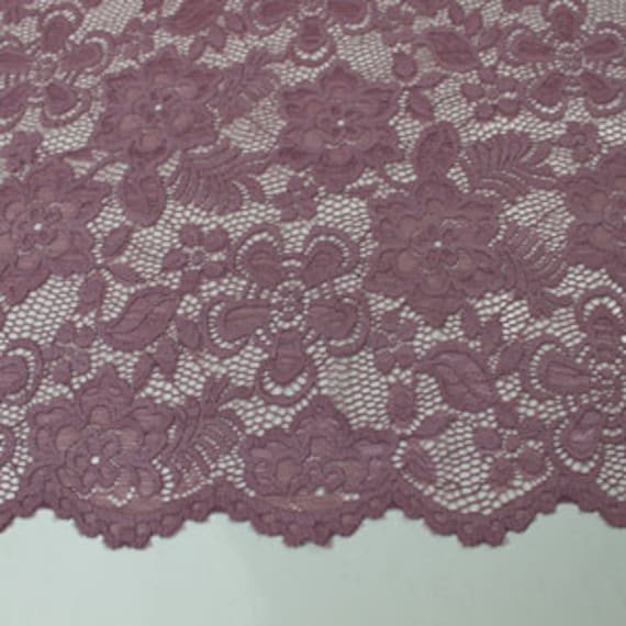 Mauve 58'' Caroline Floral Scalloped Nylon Stretch | Etsy