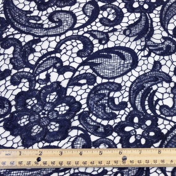 Venice Embroidered Navy Lace Fabric for Wedding Lace Bridal | Etsy