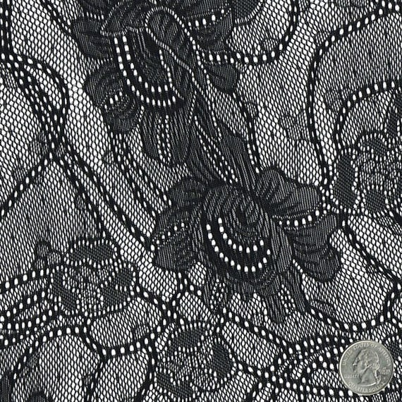 Antique Rose Design Black Lace Fabric by the Yard Table - Etsy