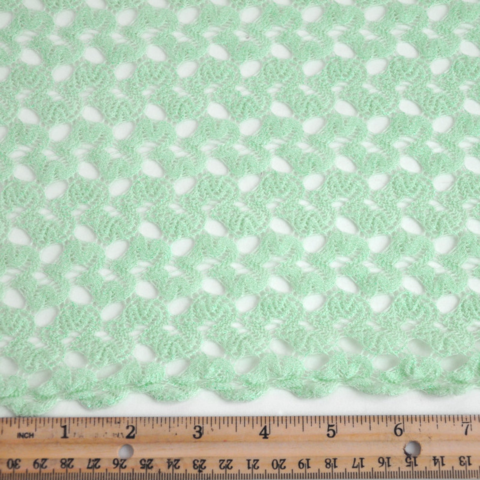 Mint Lace Fabric Open Crochet Knit Lace Fabric by the Yard Etsy