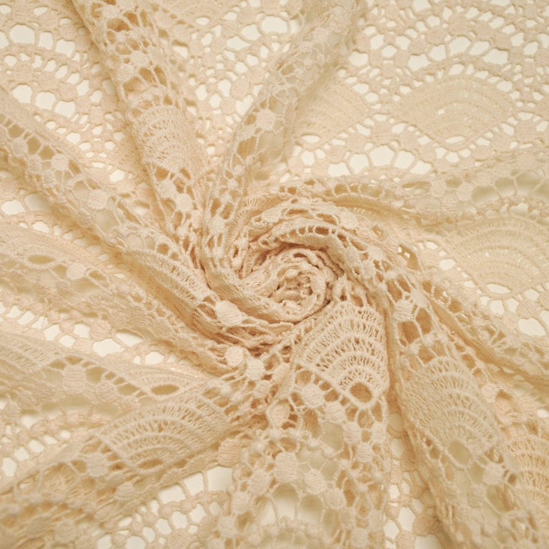 Tan Cotton Bold Lace Fabric by the Yard Cotton Lace Pattern - Etsy