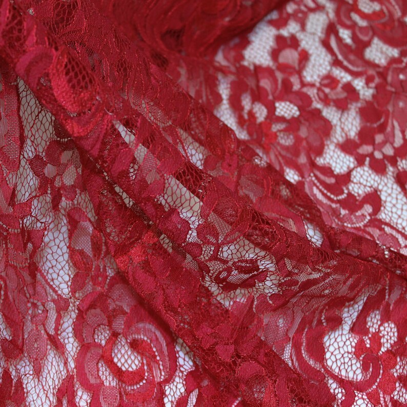 Red Deep Shania Lace Fabric Wedding Bridal Dress Lace Fabric | Etsy