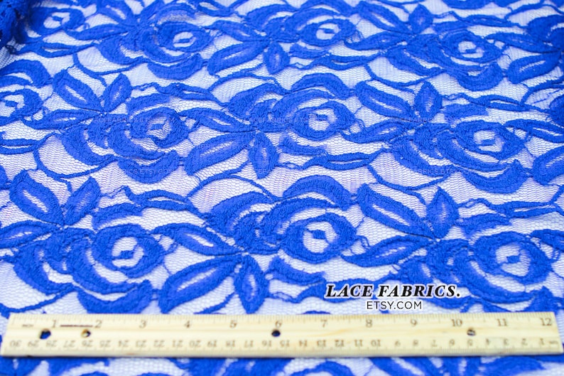 ROYAL Blue Cotton Lace Fabric by the Yard Wedding Bridal Craft Lace Material Cotton ROYAL BLUE Lace Fabrics 1 Yard Style 231