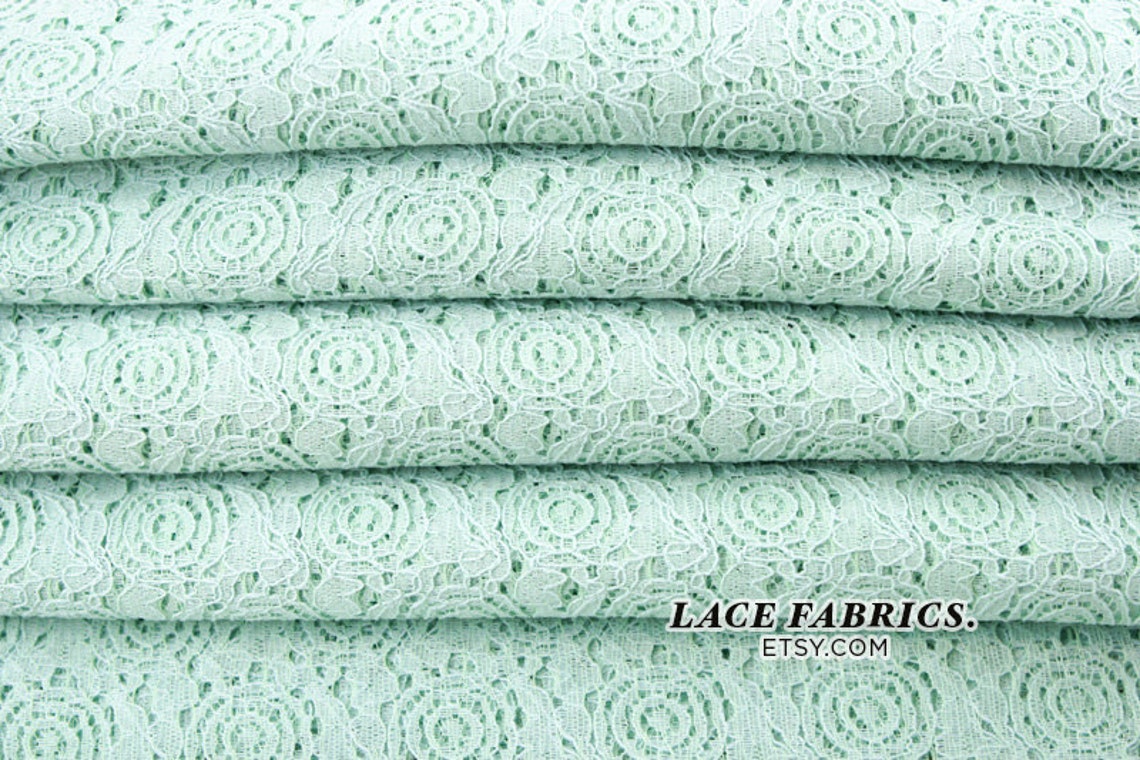 Mint Green Lace Fabric MINT Green Wedding Lace Floral by the Etsy