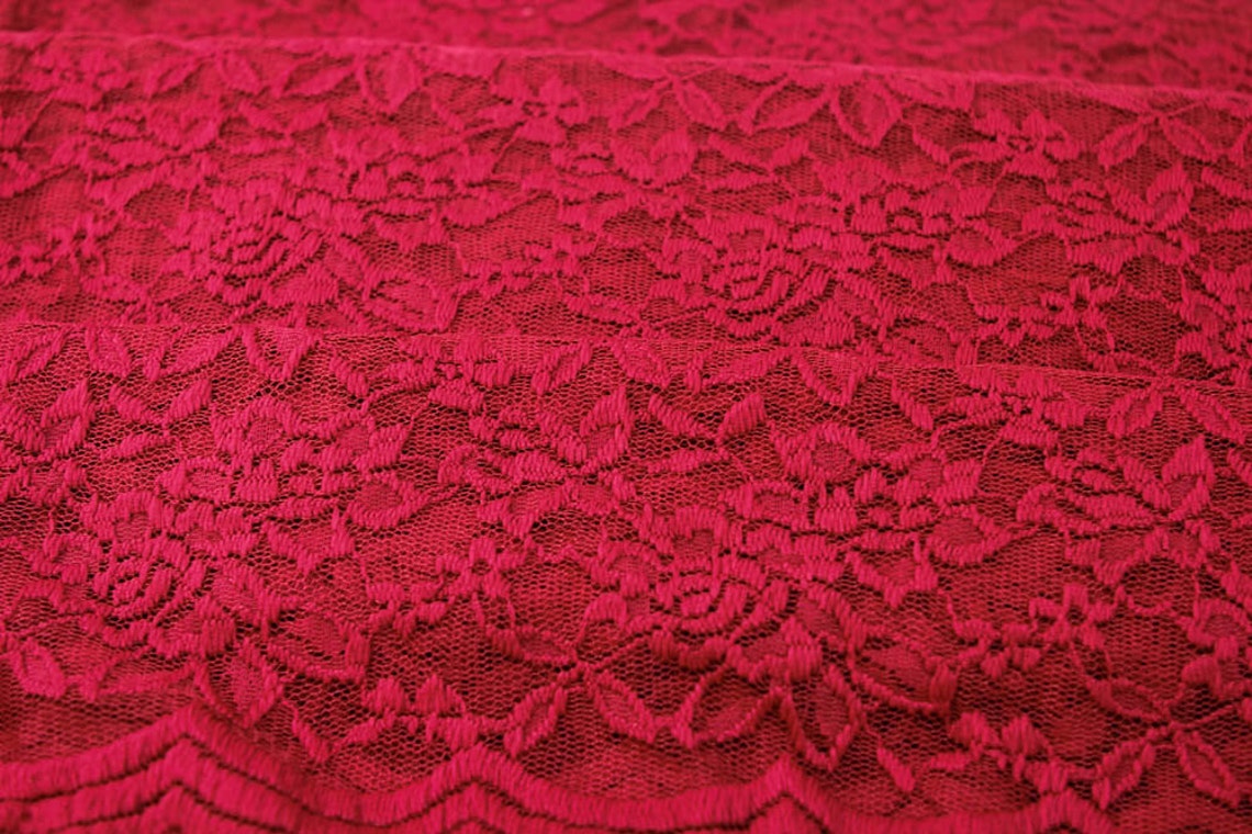 Red Scalloped Lace Fabric by the Yard Wedding Bridal Craft | Etsy