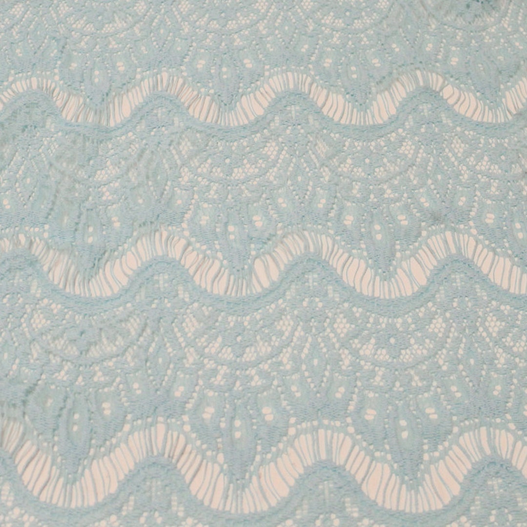 Aqua Light Eyelash Cotton Blend Lace Fabric by the Yard or - Etsy