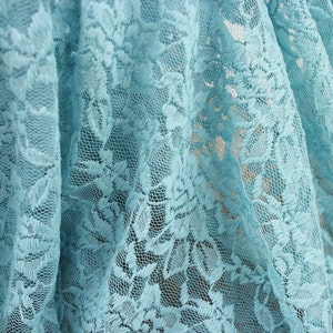 Blue Spa Scalloped Lace Fabric by the Yard Wedding Bridal Craft Lace Material  Blue Spa Lace Fabrics - 1 Yard Style 312