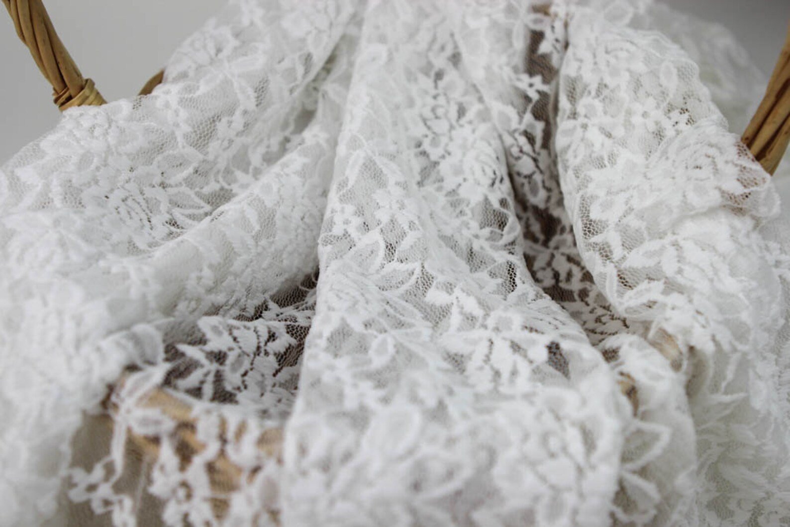 Off White Scalloped Lace Fabric by the Yard Wedding Bridal | Etsy