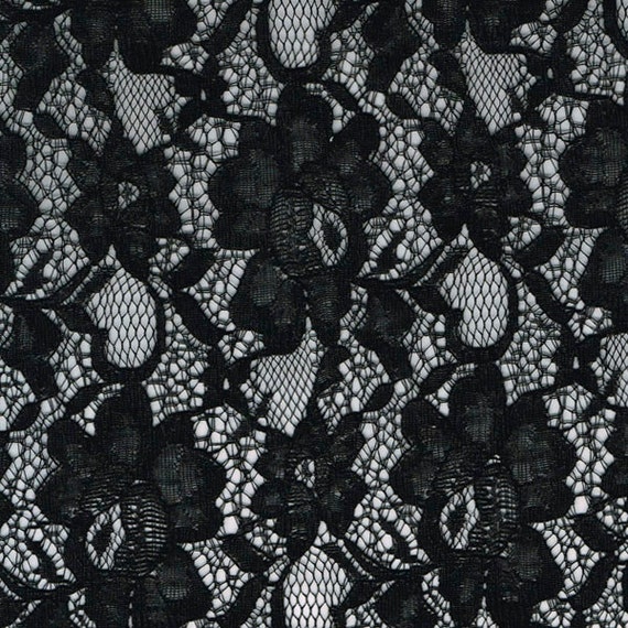 Black Chic Pattern Vintage Cotton Floral Lace Fabric by the - Etsy