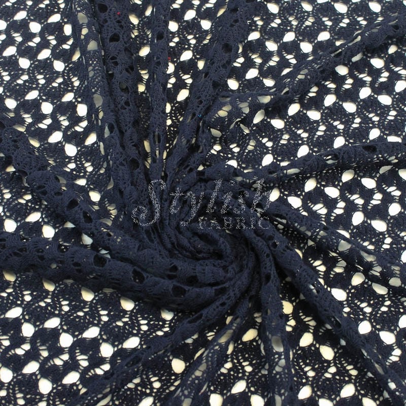Navy Open Knit Lace Fabric by the Yard Bette Pattern 1 Etsy
