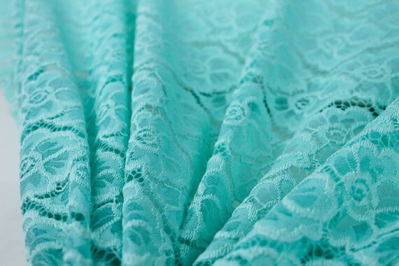 Seafoam Light Sabrina Floral Stretch Lace Fabric Wedding | Etsy