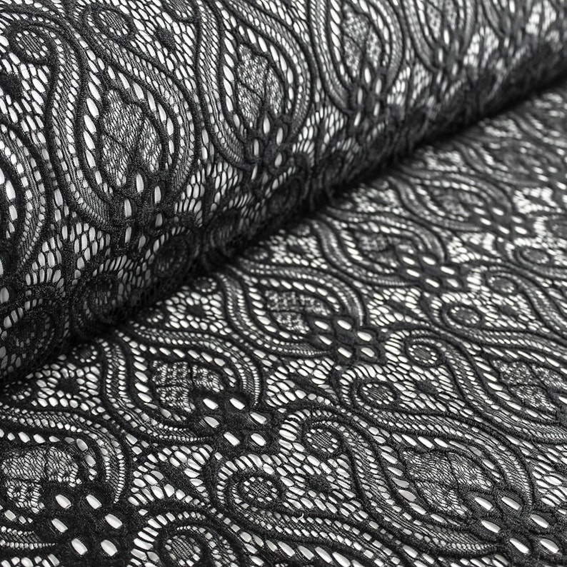 Black Vintage Lourdes Princess Pattern Lace Fabric By-yard - Etsy