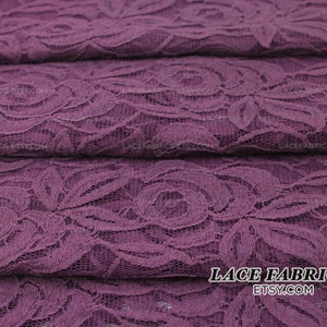 PLUM Purple Cotton Lace Fabric by the Yard Wedding Bridal Craft Lace Material Cotton Plum Purple Lace Fabrics - 1 Yard Style 231