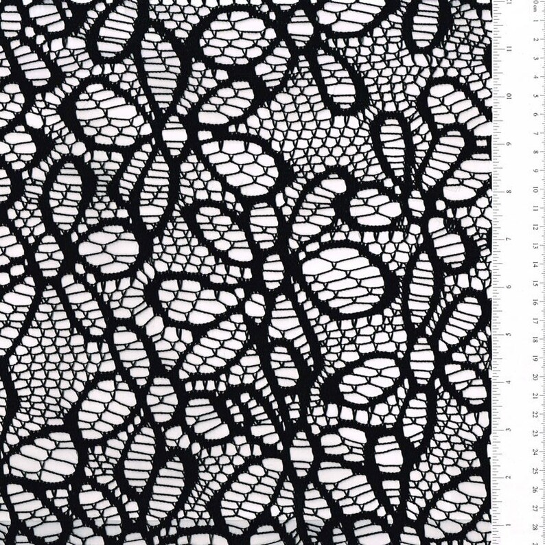 Black Floral Lace Fabric by the Yard Vintage Inspired Wedding Etsy