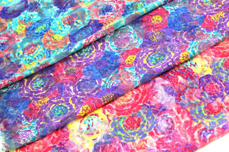 Carnation Prints On 216-Lace Fabric PATTERNPrint Swatch Sample 3 Colors Available Style TCH-LACE-1033