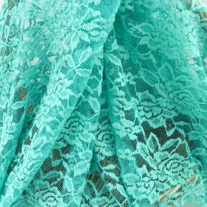 Green Topaz Scalloped Lace Fabric by the Yard Wedding Bridal Craft Lace Material  Green Topaz Lace Fabrics - 1 Yard Style 312