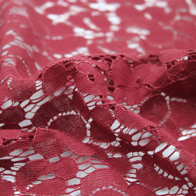 Burgundy Fresh Cotton Lace Fabric by the Yard Wedding Bridal | Etsy