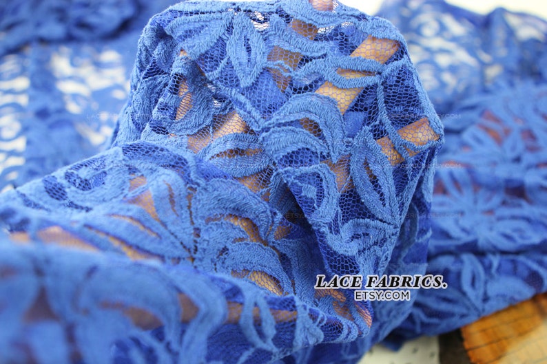 ROYAL Blue Cotton Lace Fabric by the Yard Wedding Bridal Craft Lace Material Cotton ROYAL BLUE Lace Fabrics 1 Yard Style 231