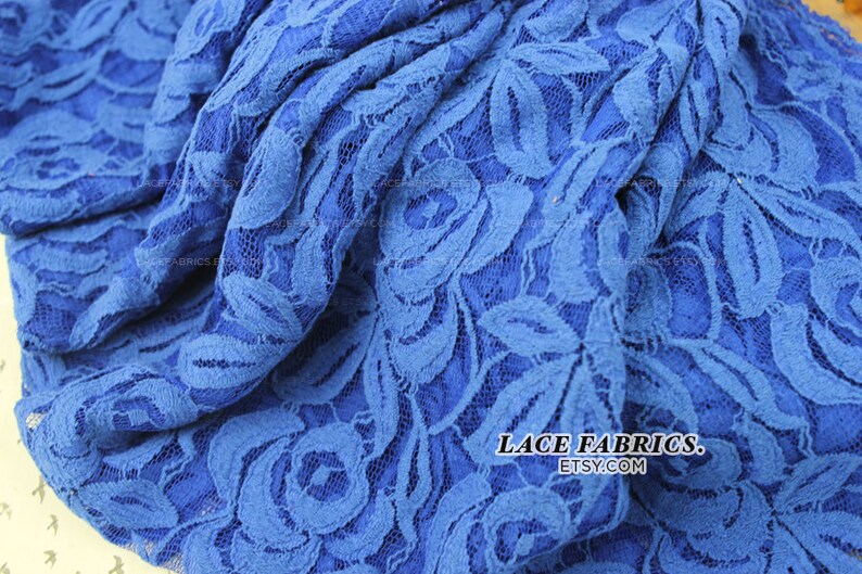 ROYAL Blue Cotton Lace Fabric by the Yard Wedding Bridal Craft Lace Material Cotton ROYAL BLUE Lace Fabrics 1 Yard Style 231