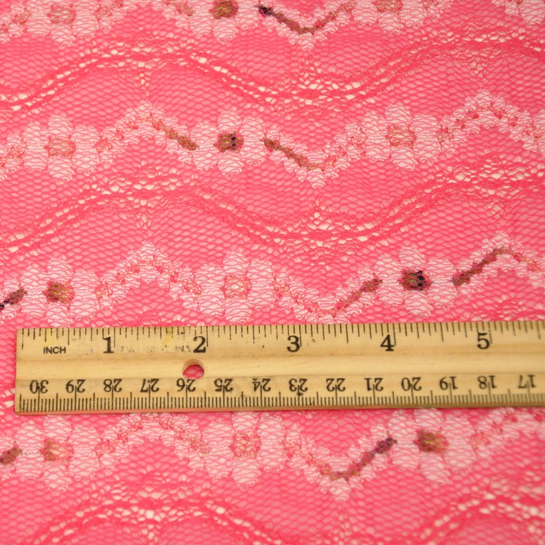Pink Flower Daze Lace Fabric by the Yard Stretch Chevron Lace Etsy