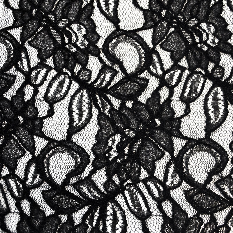 Black Natasha Lace Knit Botanical Pattern Lace Fabric 1 Yard - Etsy