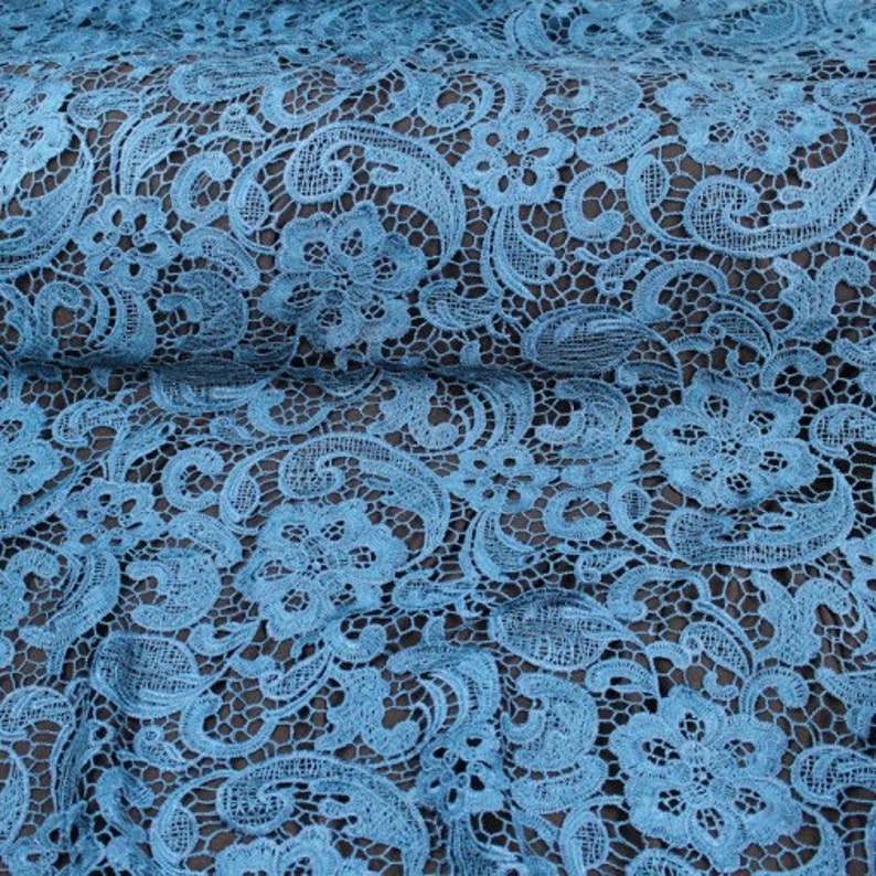 Venice Embroidered Teal Lace Fabric for Wedding Lace Bridal Etsy
