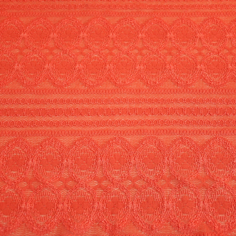 Orange Lace Fabric by the Yard Stretchy Lace Fabric Knit Lace Etsy