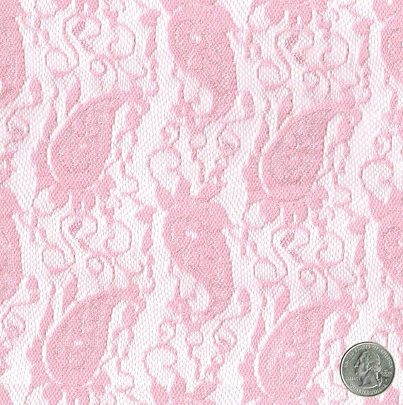 French Paisley Sweet Pink Lace Fabric By The Yard Table Etsy