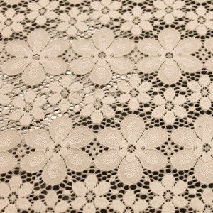 Tan 59" Light-Weight Kimberly Floral Lace Fabric For Dresses, Overlays, And More - Style 584