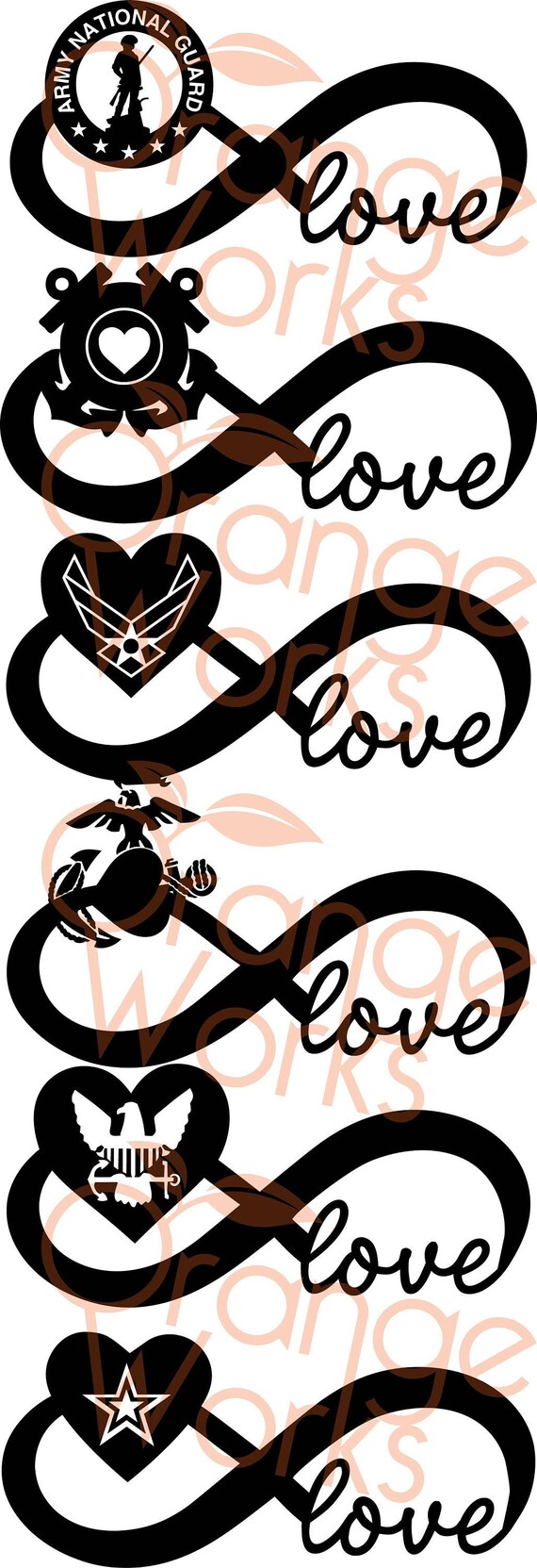 Military Infinity Love Set Cuttable File Svg Dxf Png Jpeg Etsy