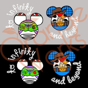 To Infinity and Beyond Mickey Heads Cut File, SVG, PNG, JPEG, Woody, Buzz, Toy Story, Mouse Ears, Cutfile ,gift, present